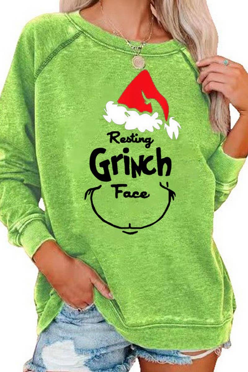 CWTBLL01326_CHRISTMAS CARTOON HORN SLEEVE SWEATSHIRT