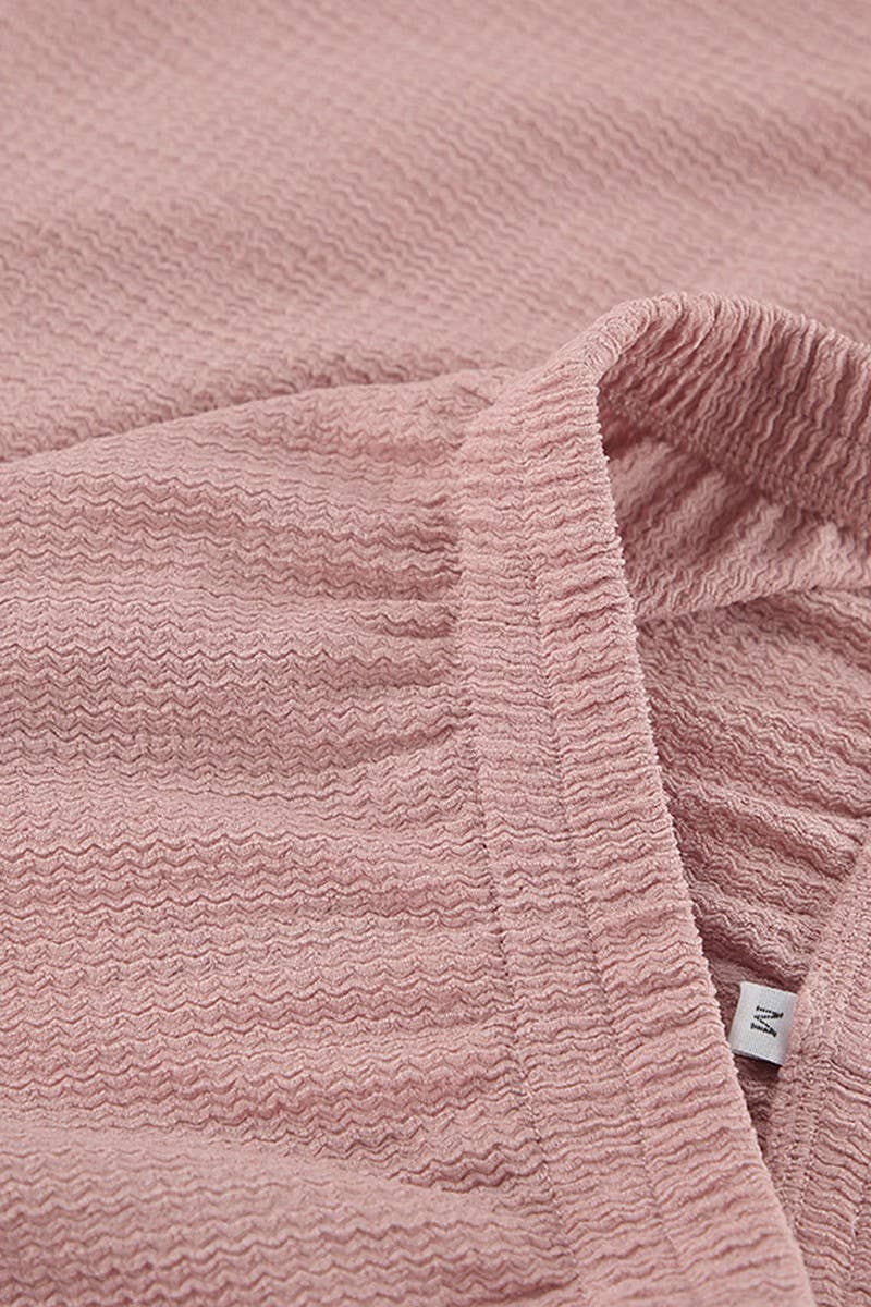 CWSPJ0404_SOLID COLOR KNITTED PAJAMAS THREE-PIECE SET