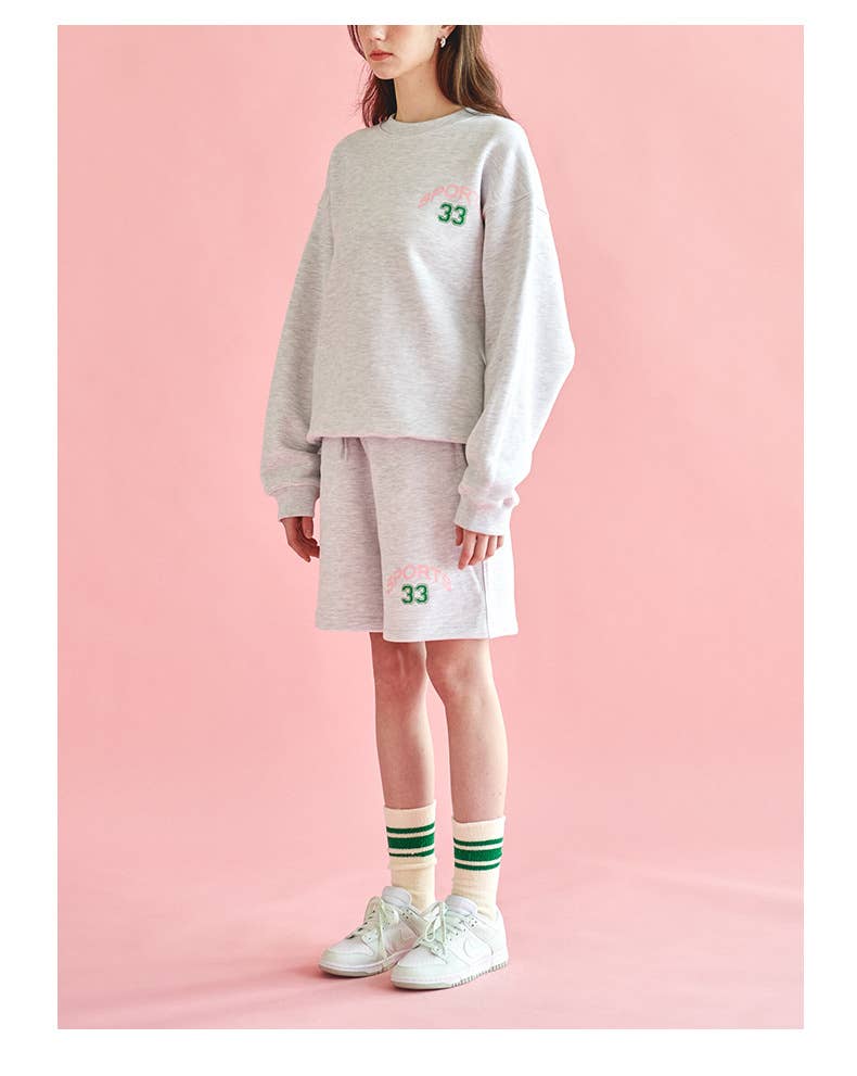 Casual sweatshirt shorts printed sportswear set