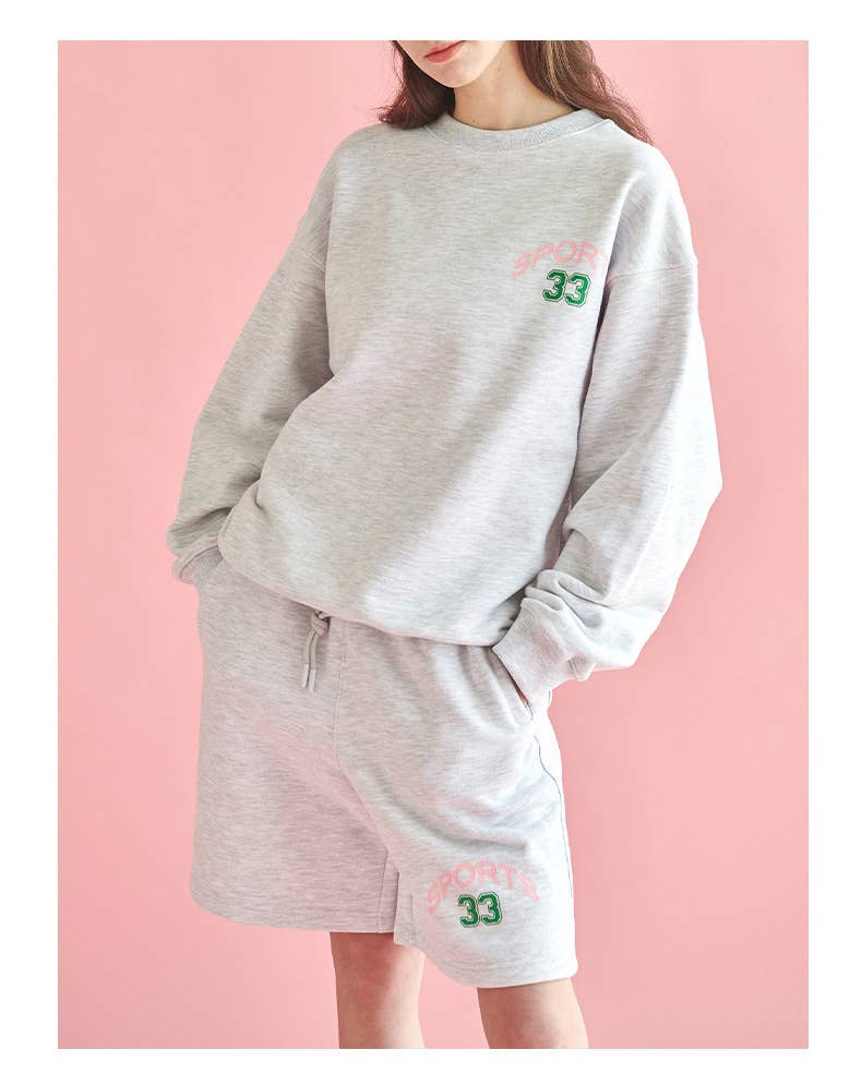 Casual sweatshirt shorts printed sportswear set