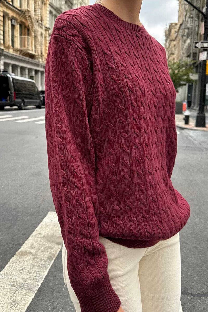 CWOSWL07512_SOLID COLOR LONG-SLEEVED BASE KNITTED SWEATER