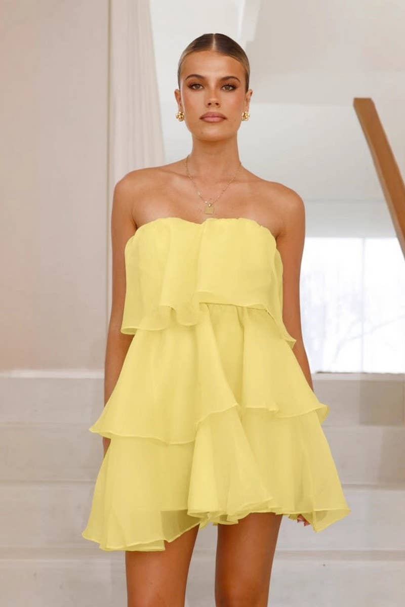 CWDSD8743_SUMMER SEXY FASHION TUBE TOP BACKLESS CAKE DRESS