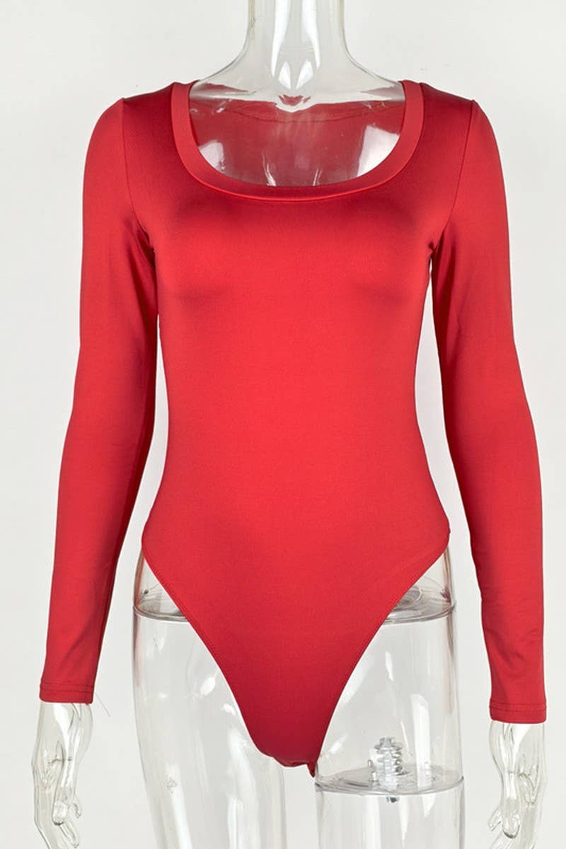 CWSBSL0156_SLIM FIT U-NECK LONG SLEEVE BODYSUIT