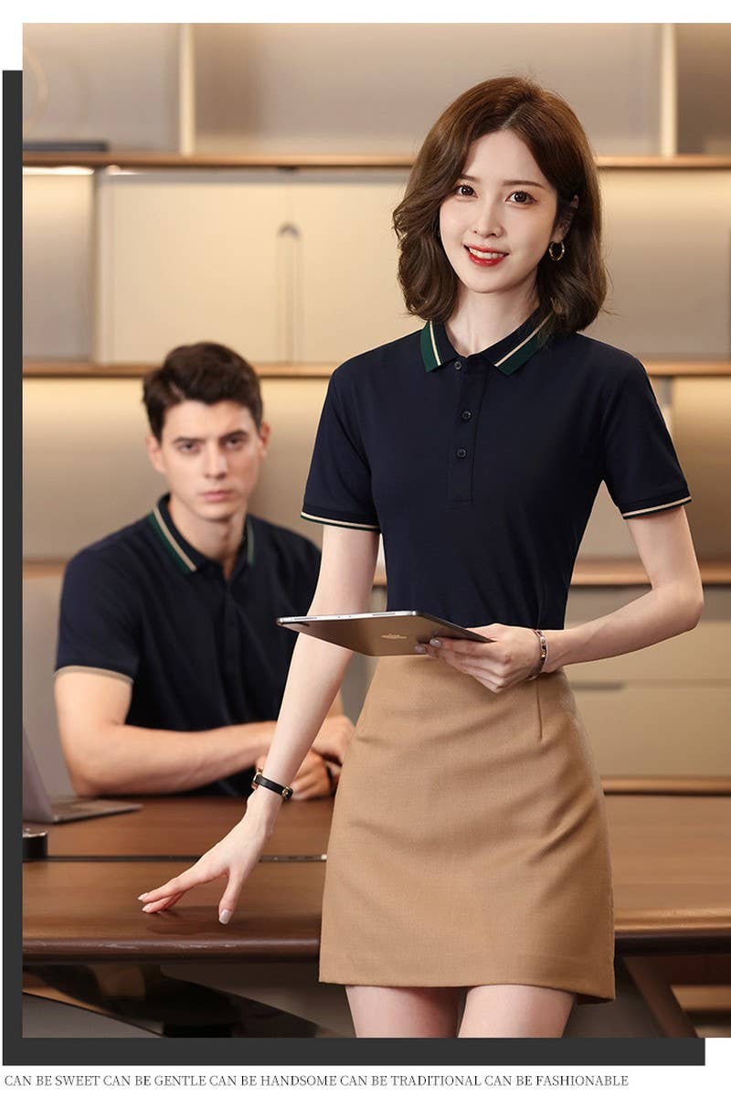 CWTBLS02440_CONTRAST COLLAR SHORT SLEEVE POLO SHIRT