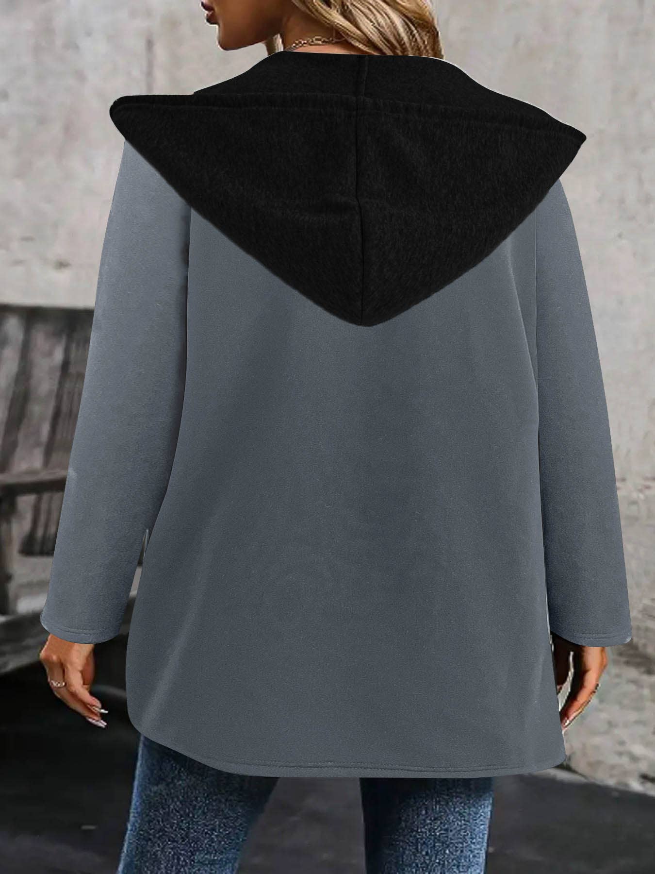 CASUAL FASHION PATCHWORK COLOR CARDIGAN HOODIE