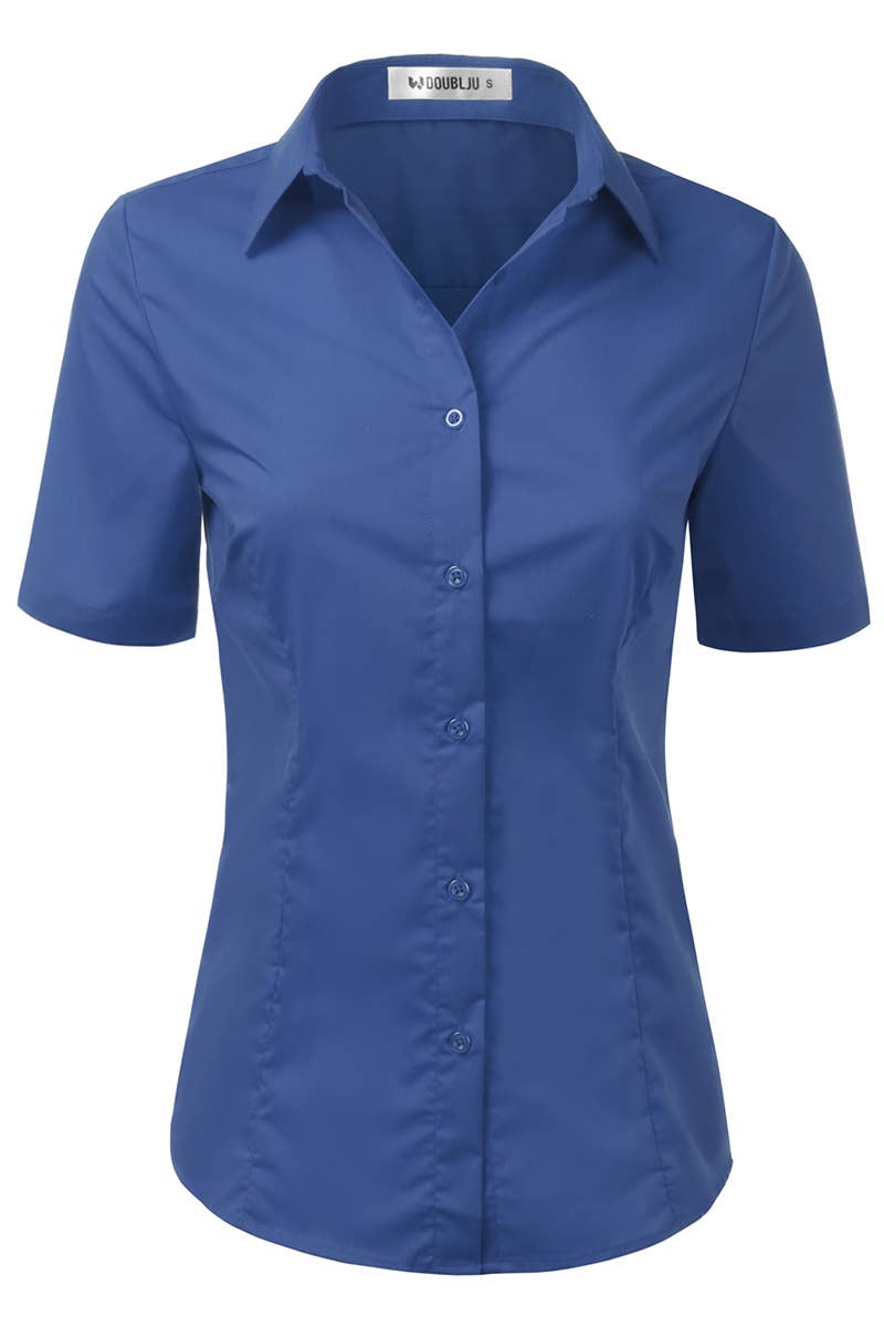 CWTSTS118-P_Slim Classic Short Sleeve Bttn Down Collar Shirt