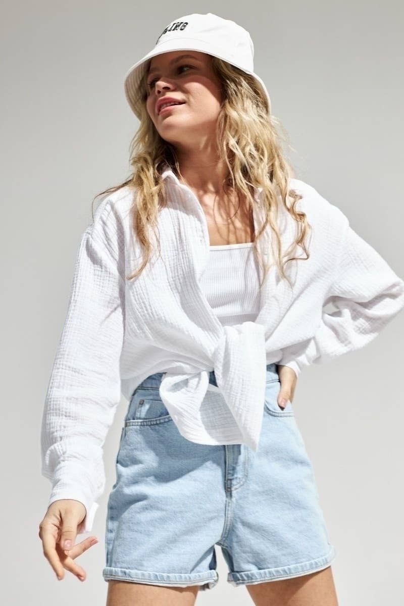 CWTSTL1617_AUTUMN COTTON CREPE LONG-SLEEVED SHIRT