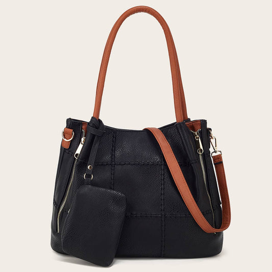 CONTRAST COLOR LYCHEE SHOULDER BAG_CWAB2661