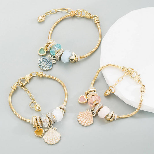 Gold Alloy Adjustable Pearl Shell Bracelet