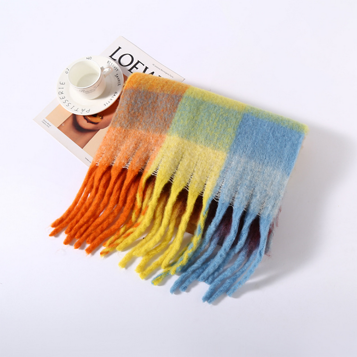 Colorblock Brushed Shawl ? Ins Style Winter Scarf