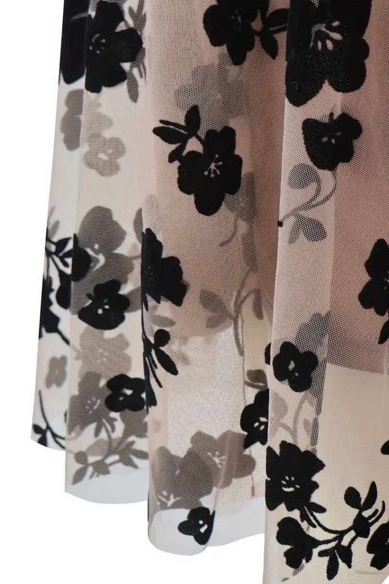 CWBSS0193_FLOCKING MESH FLOWER SKIRT