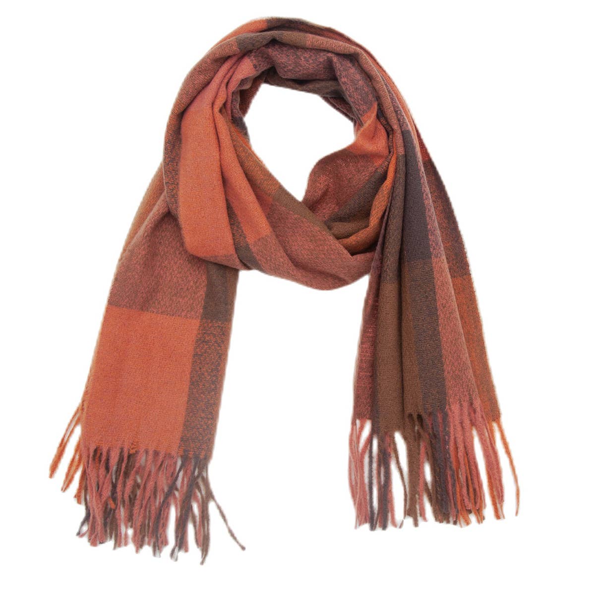 Rainbow Plaid Scarf - Thick Winter Tassel Wrap_CWASC0124