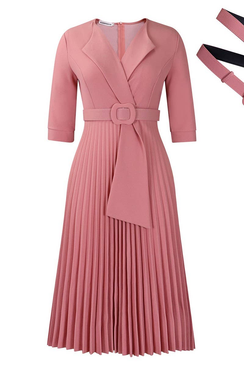 CWDMD01258_2024 FALL WINTER PLUS SIZE PLEATED BLAZER DRESS