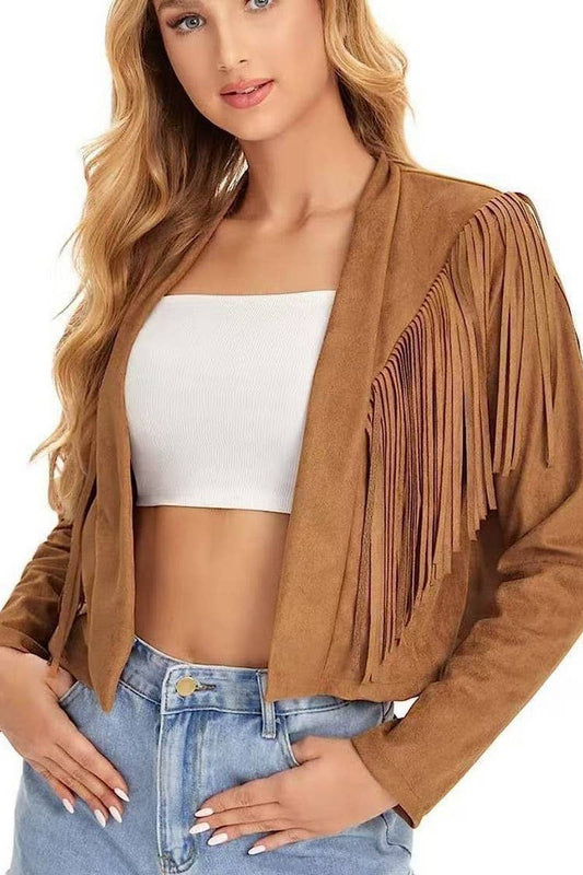 CWOCAL2296_NEW AUTUMN TASSEL LAPEL SHORT SLIM COAT