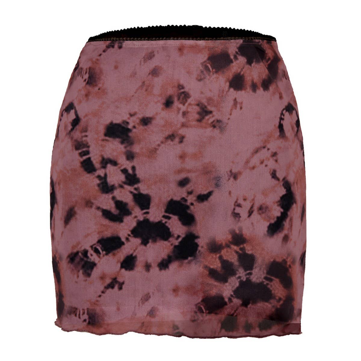 PRINTED MESH SKIRT DOUBLE LAYER SLIM HIP SKIRT_CWAB4794