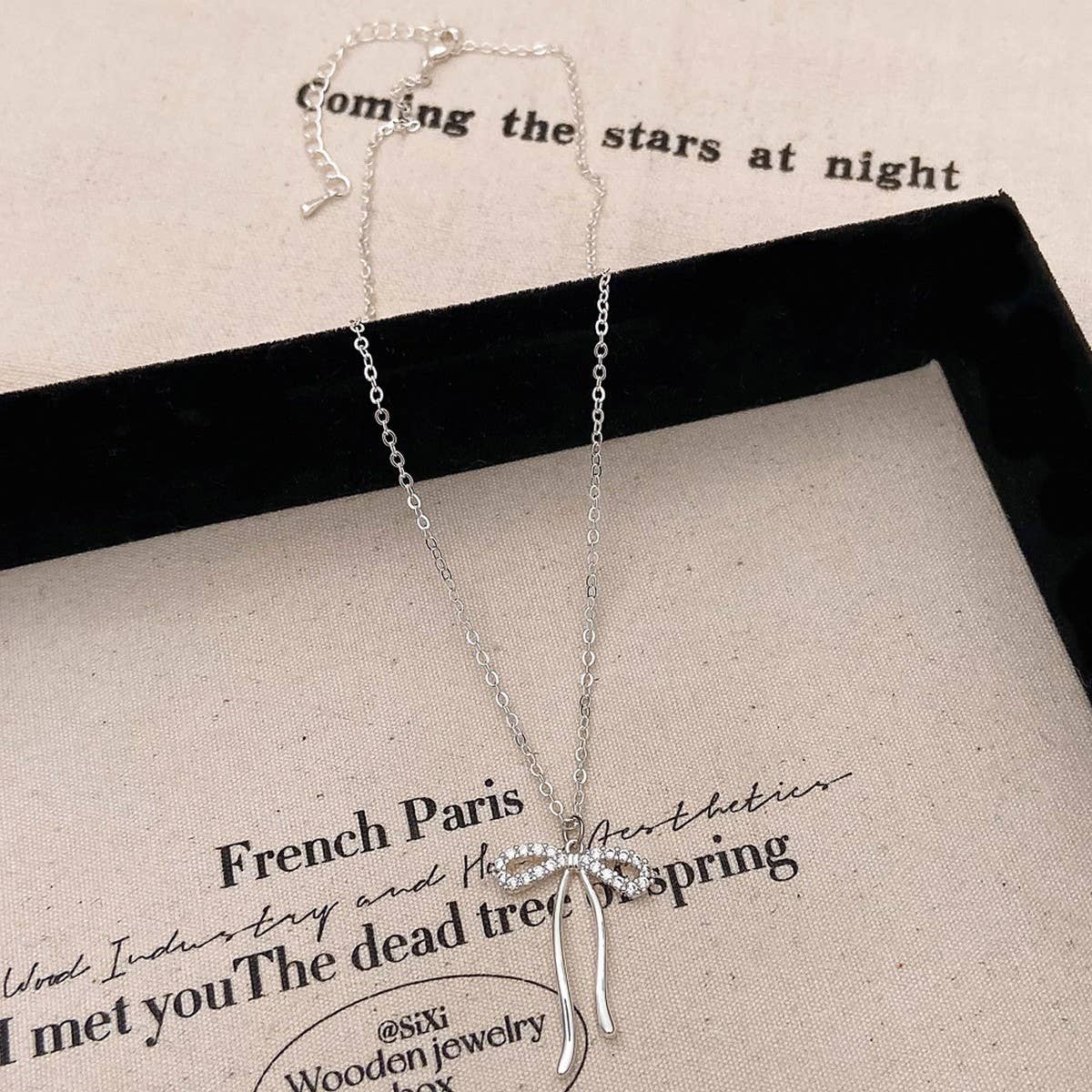 WOMEN'S MICRO-INLAID ZIRCONIA BOW NECKLACE