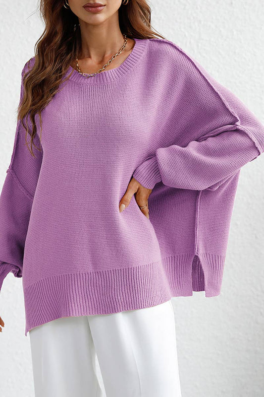 CWOSWL610 Oversized Long Sleeve Crew Neck Pullover Sweater