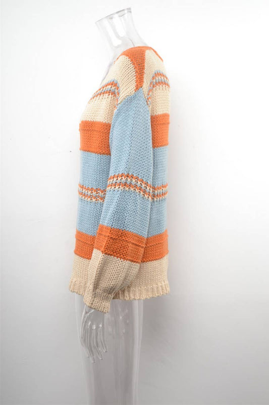 CWOSWL1726_V-neck Long Sleeve Pullover Sweater