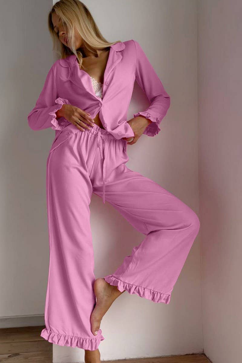 CWSPJ0309_RUFFLED LONG-SLEEVED TROUSERS SLEEPING SET