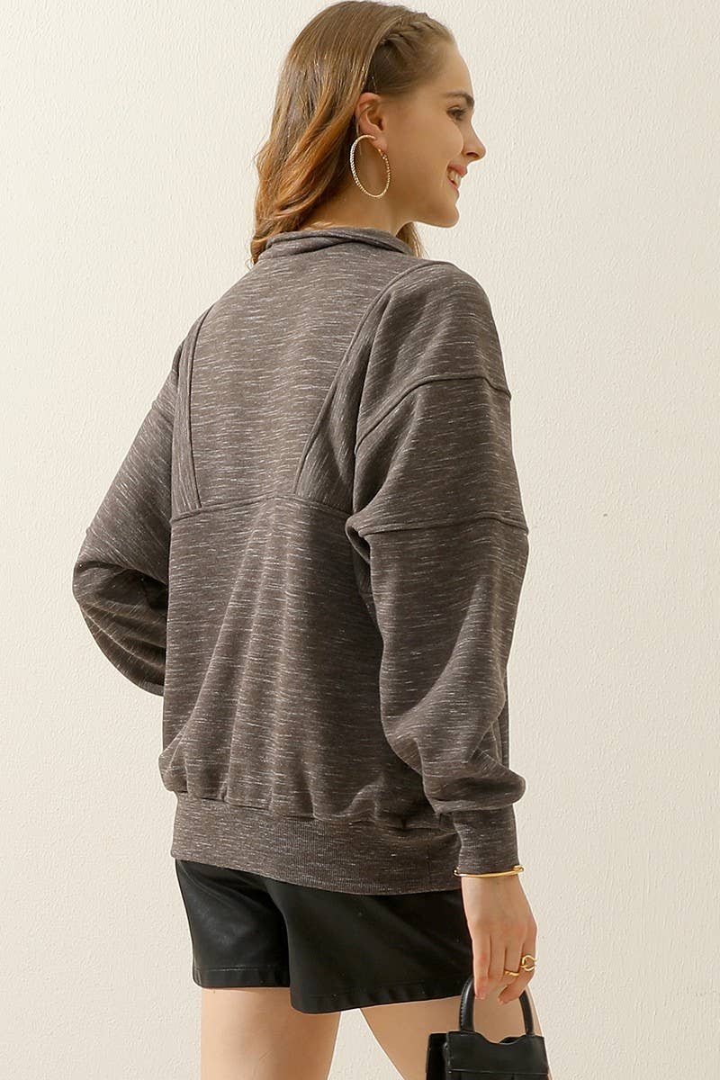 CWTTL900_HALF ZIP UP SWEATSHIRT WITH KANGAROO POCKET