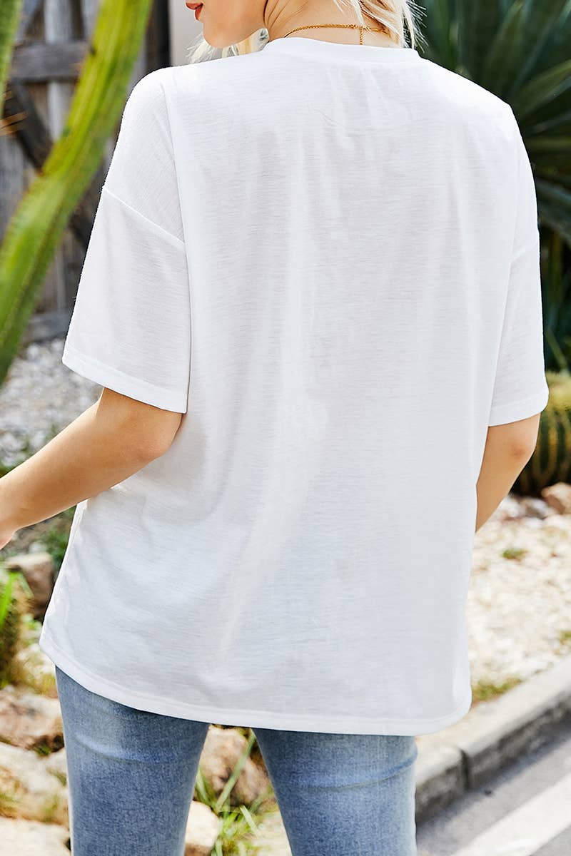CWTTS1420_SUMMER ROUND NECK LOOSE CASUAL TOPS