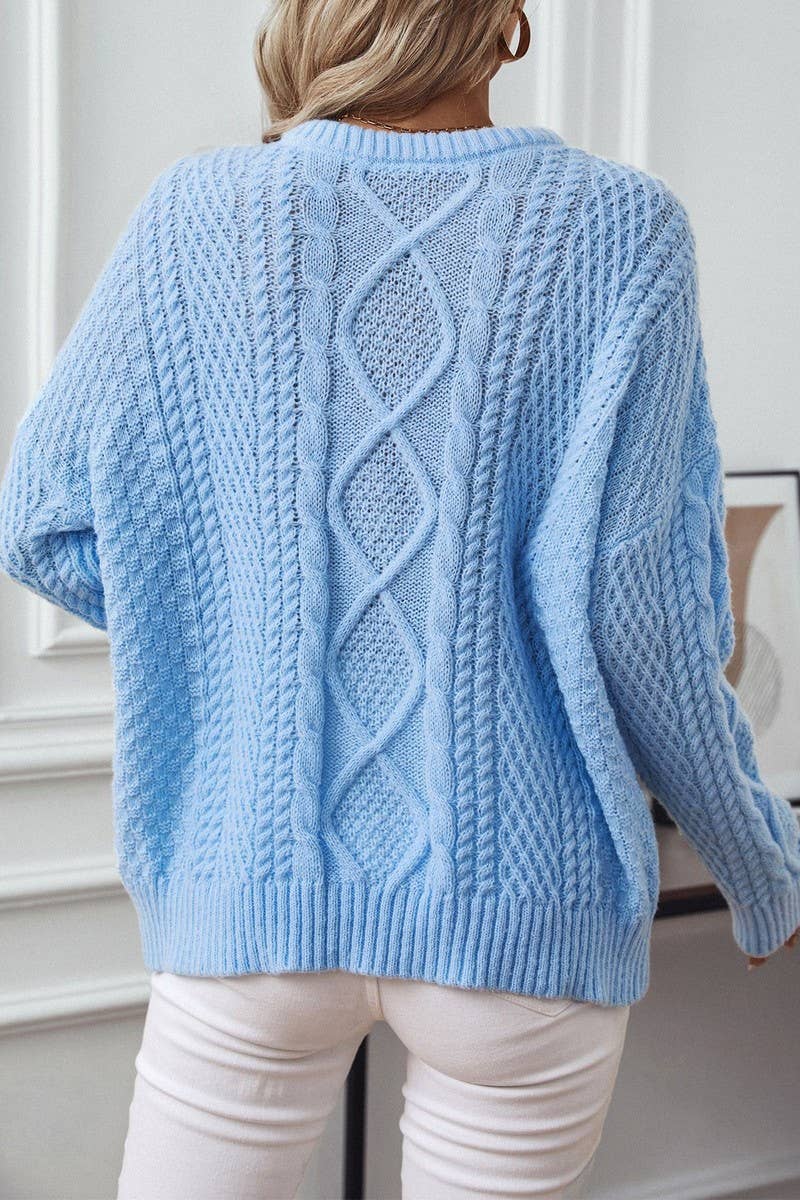 CWOSWL2906_CABLE KNIT LOOSE LONG SLEEVE SWEATER