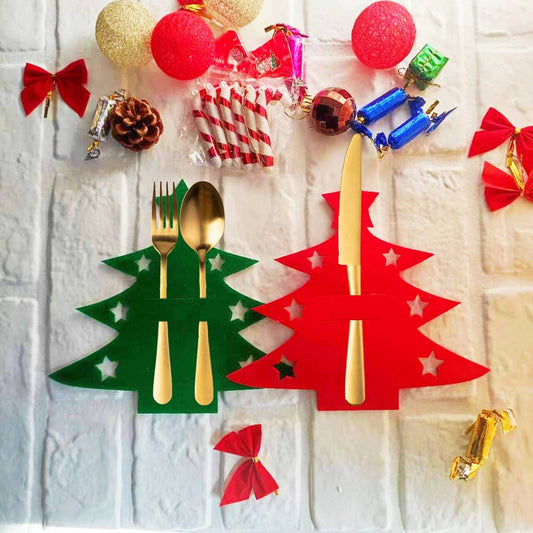 CWMM9684_PARTY MINI CHRISTMAS TREE FORK SPOON CUTLERY BAG