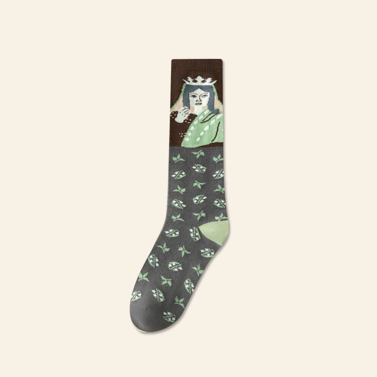 CWMS02741_WOMEN VINTAGE FLORAL KNEE HIGH SOCKS COTTON