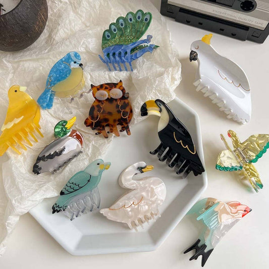 Bird Hair Claw?“Acetate Swan Peacock & Swallow Clip_CWAHA5763