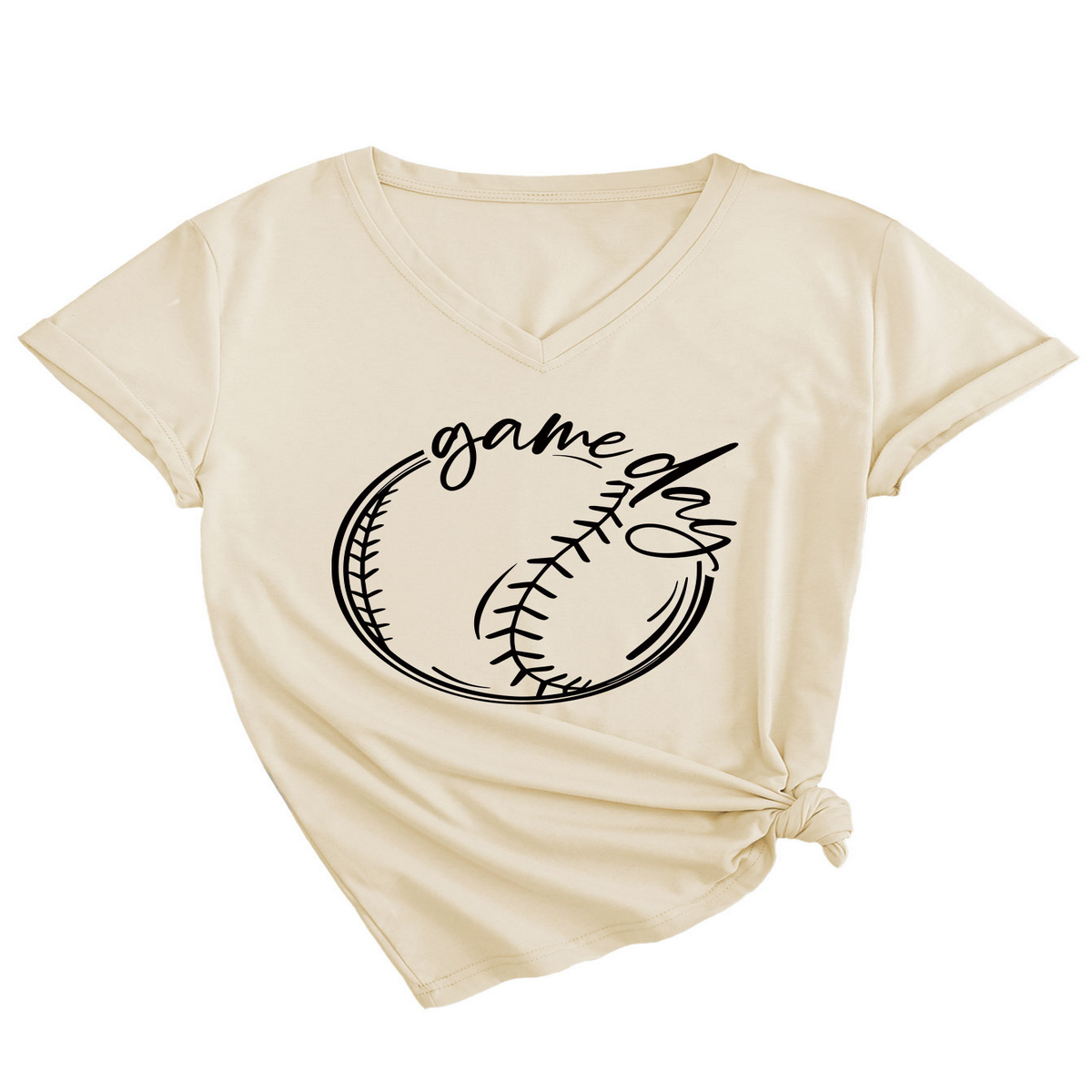 Casual Women?™s Tee ??Game Day V-Neck Design_CWTTS1535