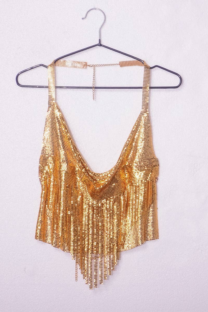 CWTTSL0403_SEXY HOT GIRL LOW CUT SHORT TASSEL BACKLESS TOP