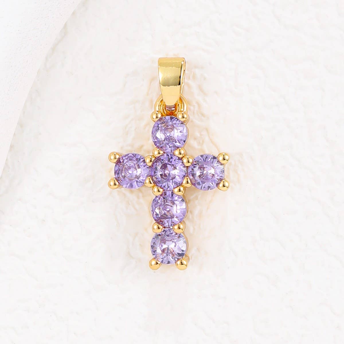 Colorful Zircon December Cross Pendant Necklace