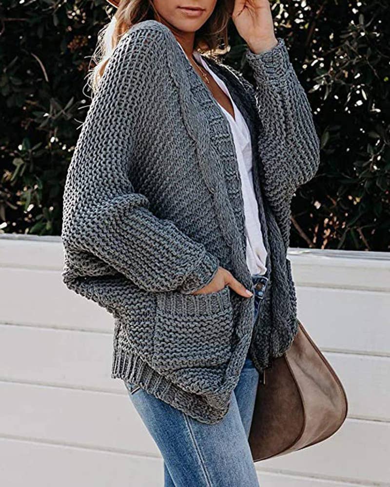 CASUAL TWIST ROPE BATSLEEVE SWEATER JACKET