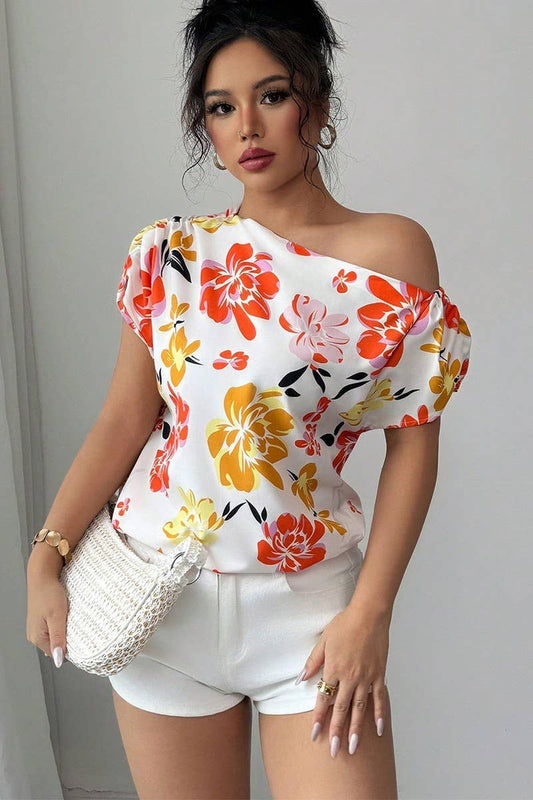 CWTTS1578_SUMMER HOLIDAY STYLE OFF-SHOULDER SHIRT