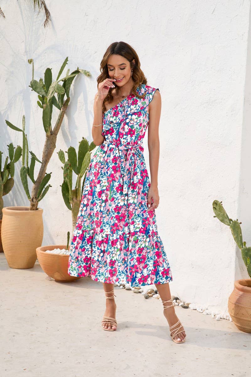 CWDMD2142_PRINTED DRESS WITH STRAPPY SHOULDERS