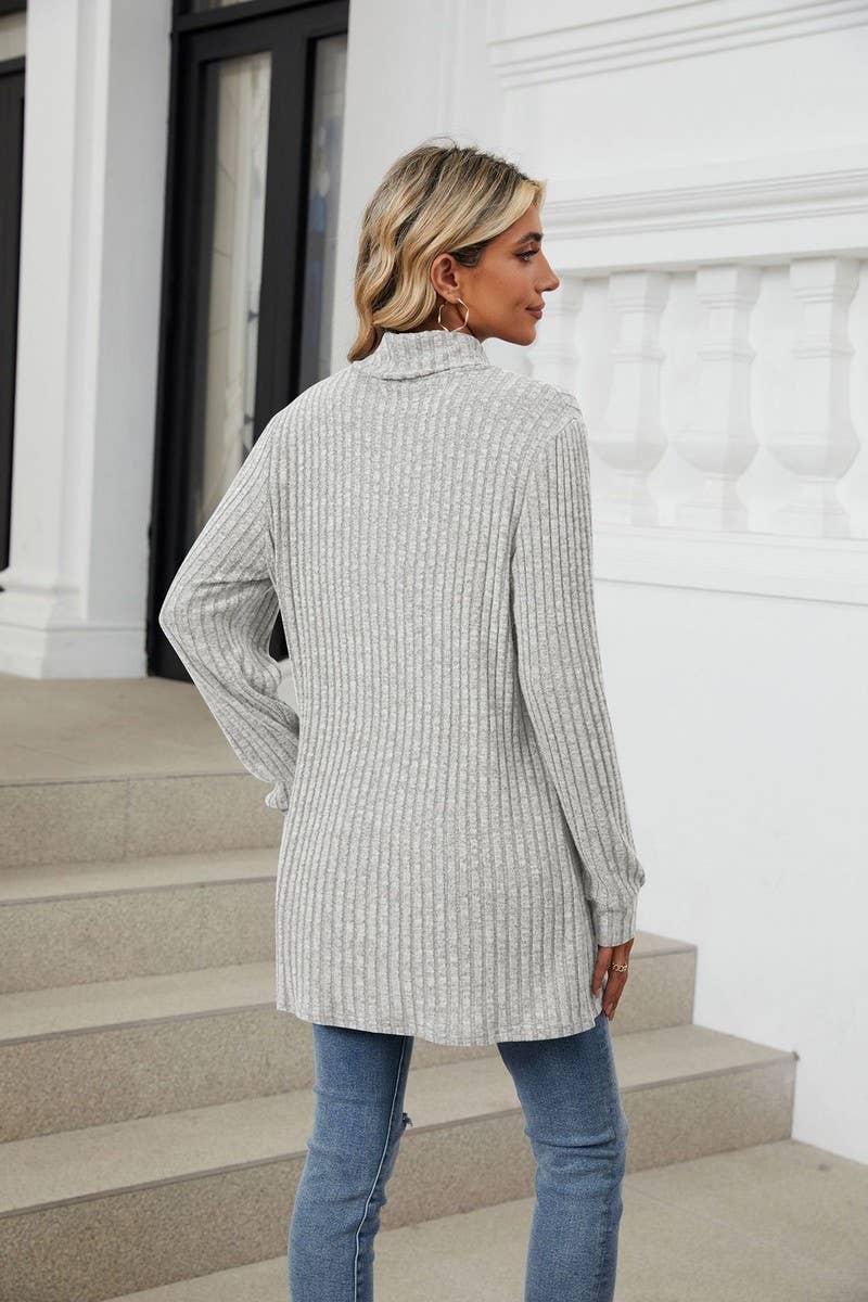 CWTBLL1200_SOLID COLOR RIBBED HALF TURTLENECK POCKET TOP