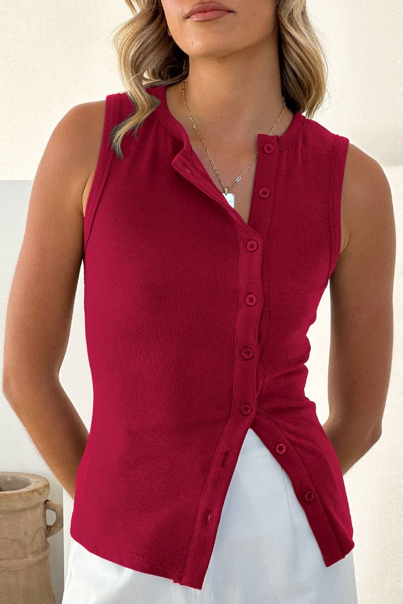CWTTSL0470_SLEEVELESS BUTTONED EXQUISITE COMMUTER VEST
