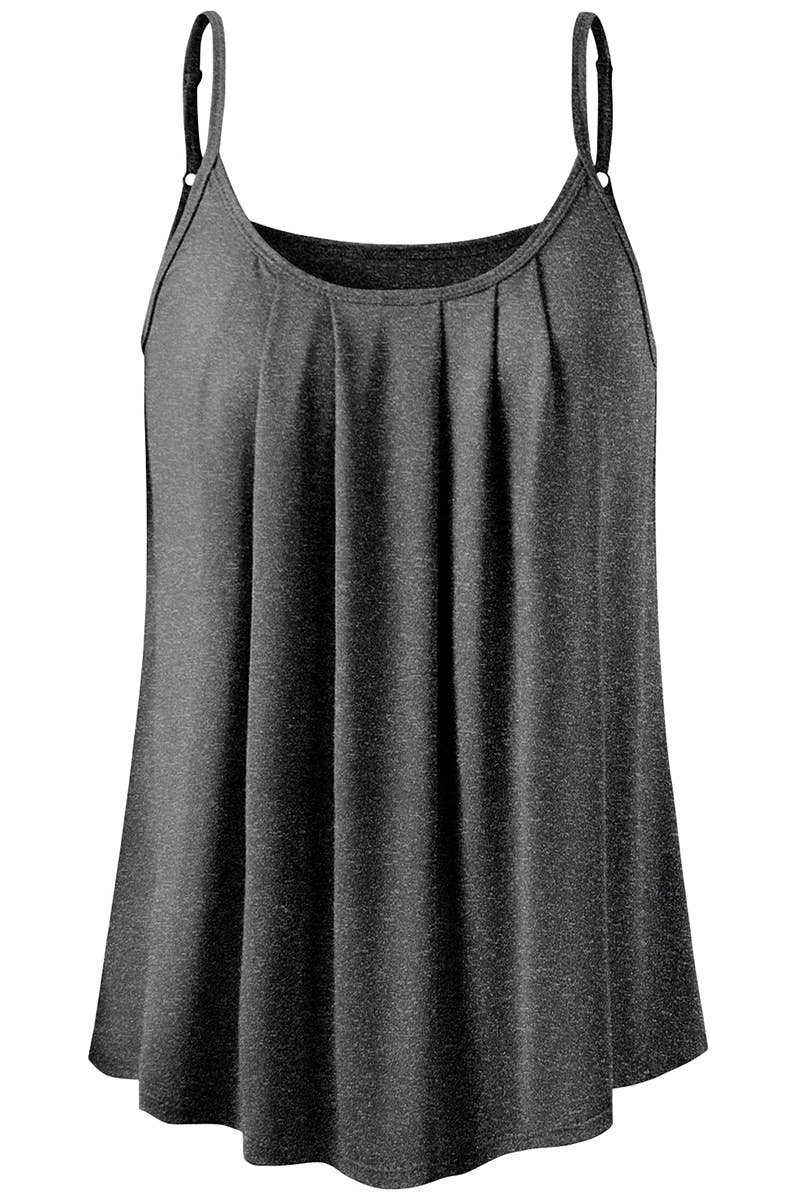 CWTTK229-P_Sleeveless Pleated Layered Cami Tank Knit Top