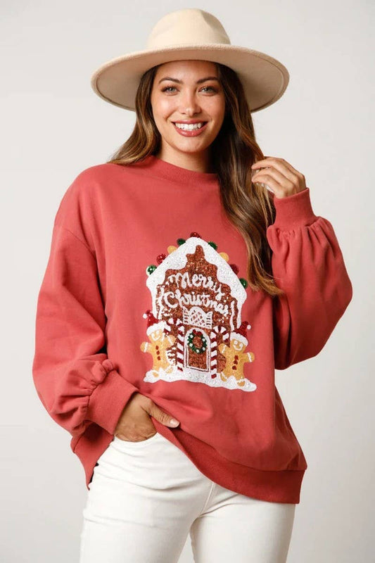 CWTBLL01282_SEQUINED CREW NECK CHRISTMAS SWEATSHIRT