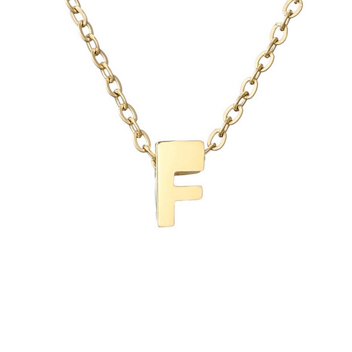 Fashion mirror polished gold letter necklace_CWMM5590