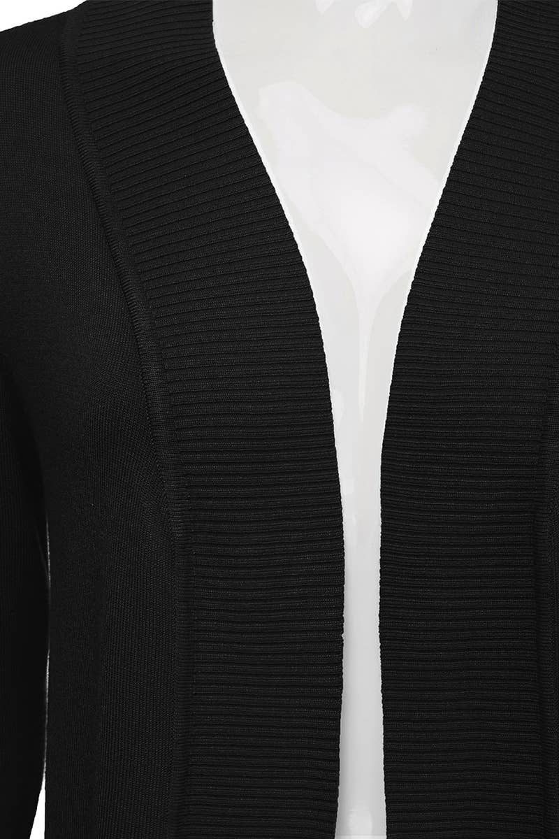 AWOCAL313_Open Front Long Sleeve Pockets Sweater Cardigan