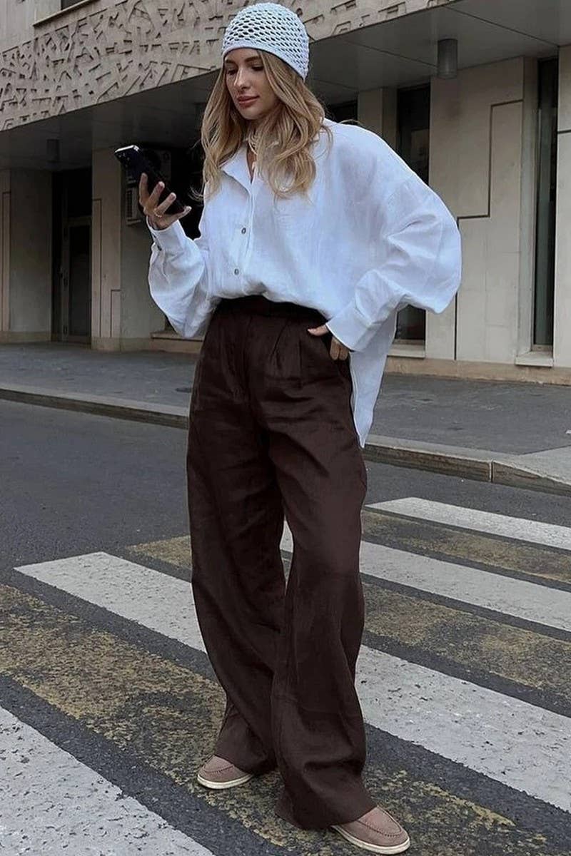 CWBLP00917_LONG-SLEEVED CASUAL LOOSE RUFFLED SHIRT