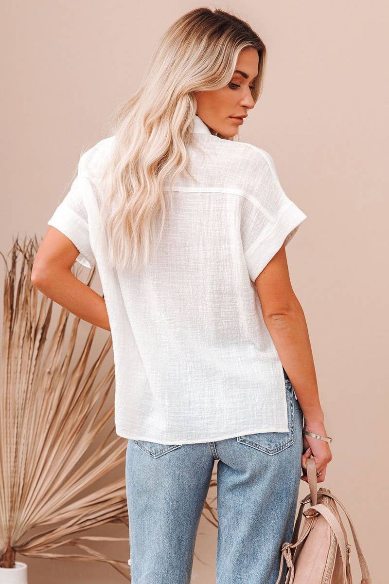 CWTBLS0793_COTTON AND LINEN CASUAL SIDE SLIT POCKET SHIRT