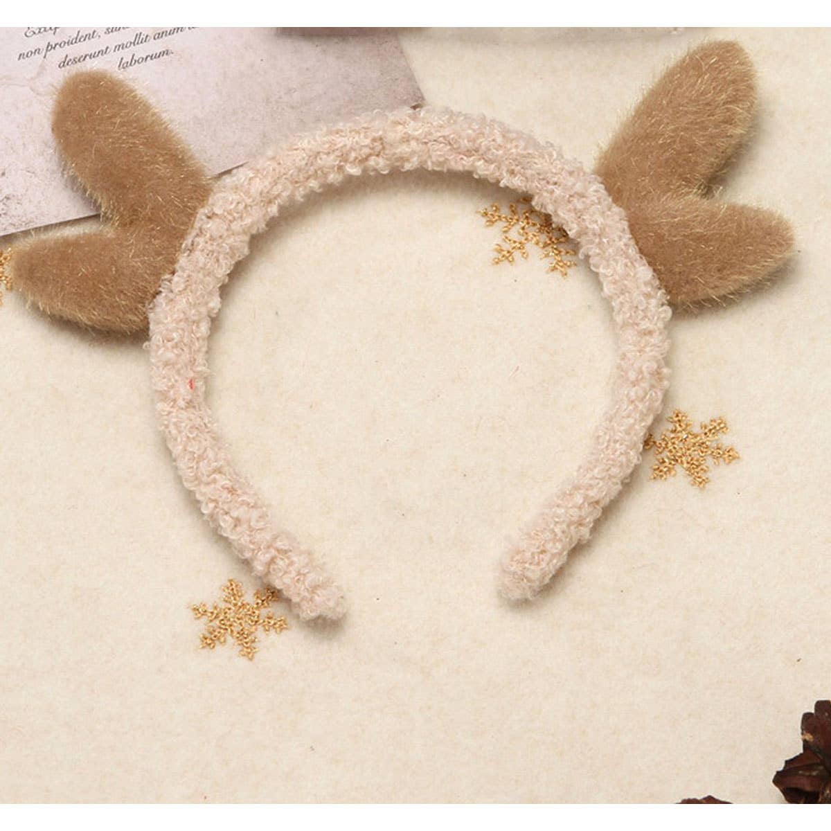 CWMM10425_PLUSH REINDEER ANTLER HEADBAND CHRISTMAS COSTUME