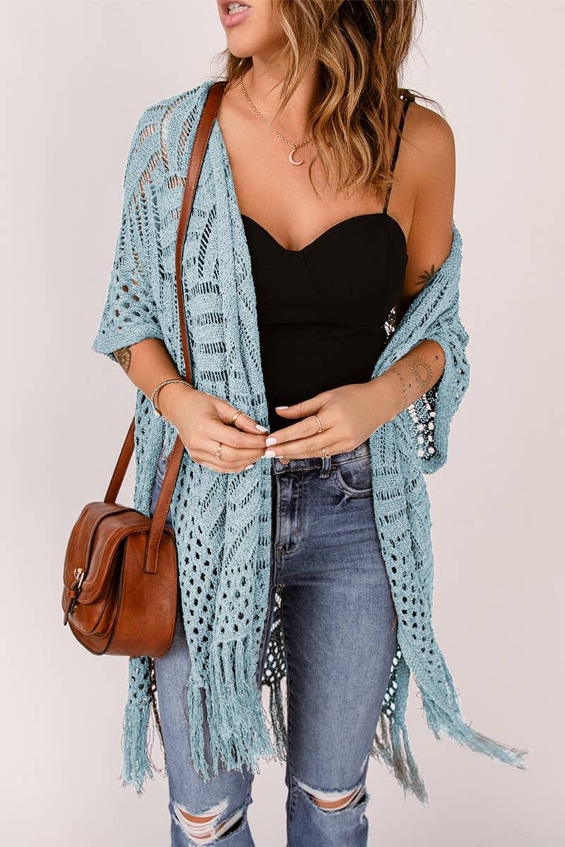 CWOCAS0041_SPRING SUMMER VINTAGE KNIT CARDIGAN WITH FRINGE