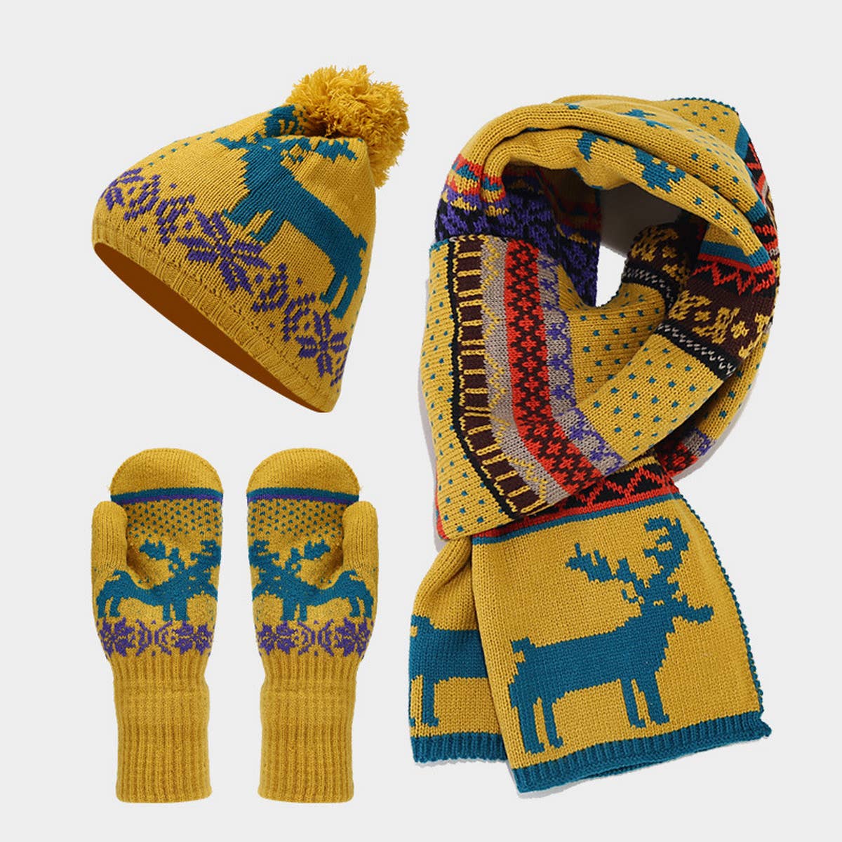 CHRISTMAS HAT SCARF GLOVES THREE PIECE SET_CWAH1595