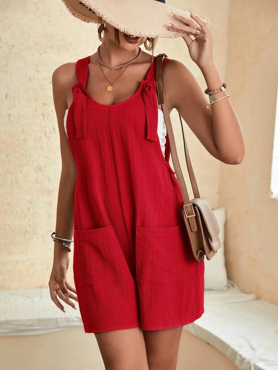 Casual fashion halter shorts romper suspenders