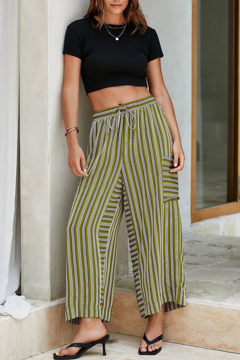 CWBLP01035_COLORFUL STRIPED DRAWSTRING STRAIGHT PANTS