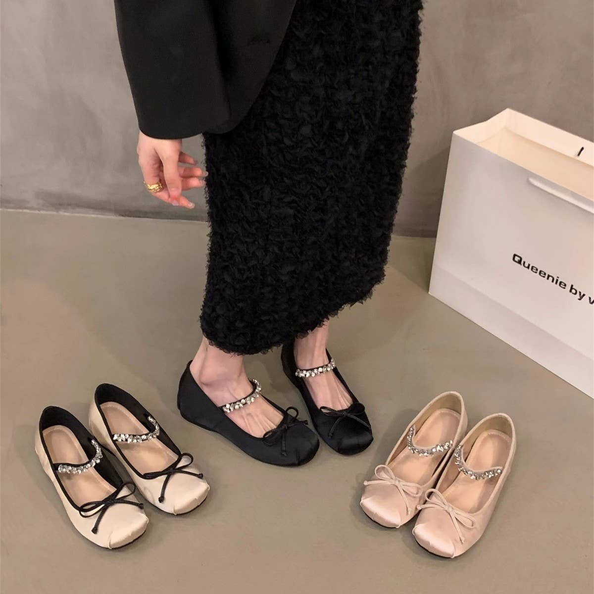 Pink Wedge Ballet Flats Mary Janes for Women_CWSHF0087