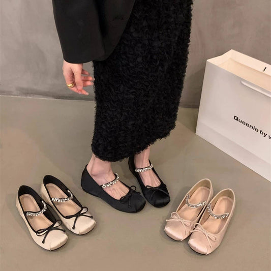 Pink Wedge Ballet Flats Mary Janes for Women_CWSHF0087